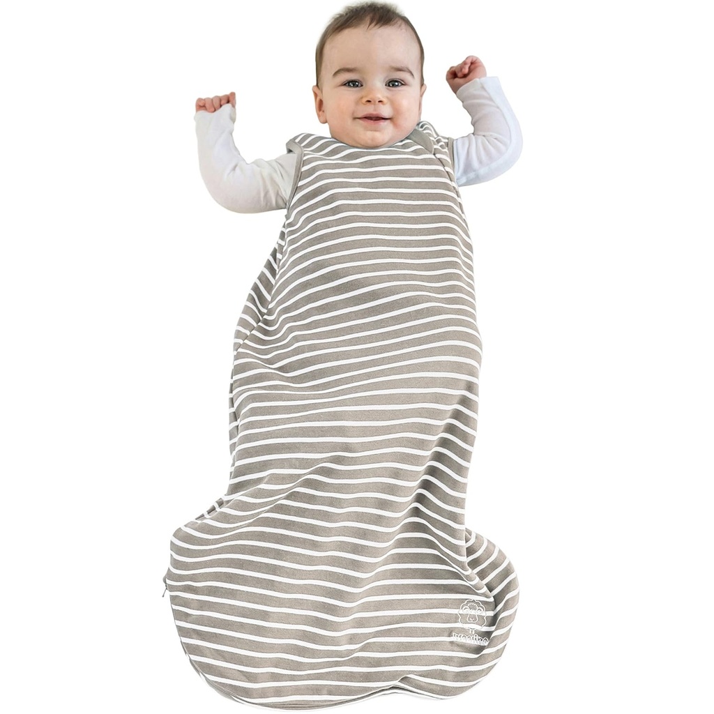 Woolino Merino Wolle und Bio-Baumwolle Baby Schlafsack - 4 Saison Classic Schlafsack für Baby - Zwei-Way Reißverschluss Schlafsack für Baby und Kleinkind - 0-6 Monate - Erde