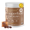 Boobie Body Superfood Protein Schwangerschaft und Postpartum Meal Ersatz Shake, Kaffee Caramel Flavor | 19g Protein | Sicher für Lactation & Mutterschaft | Organic, Vegan, Zero Sugar, 1 Tub (20 Servierungen)
