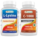 Meilleurs naturels L-Lysine 500 mg et vitamine C 1000 mg