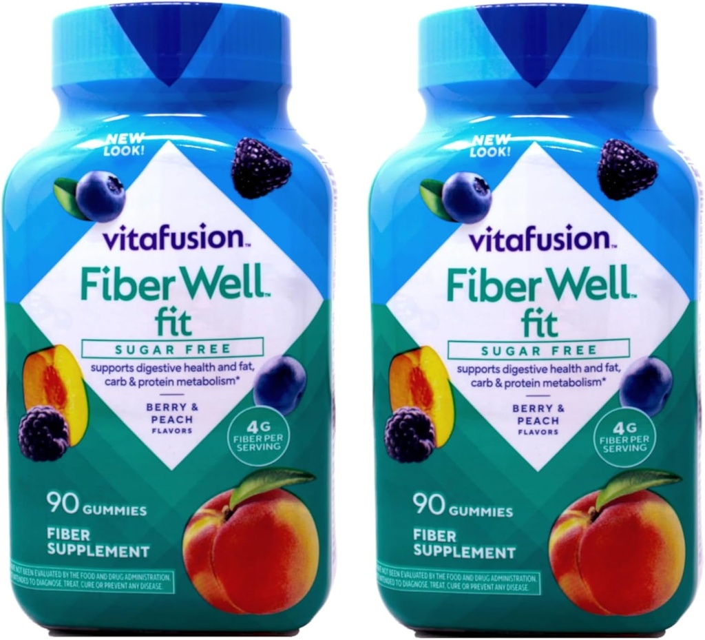 Vitafusion Fiber Well Fit Sugar Free Gummies - 90 ct, Paket von 2