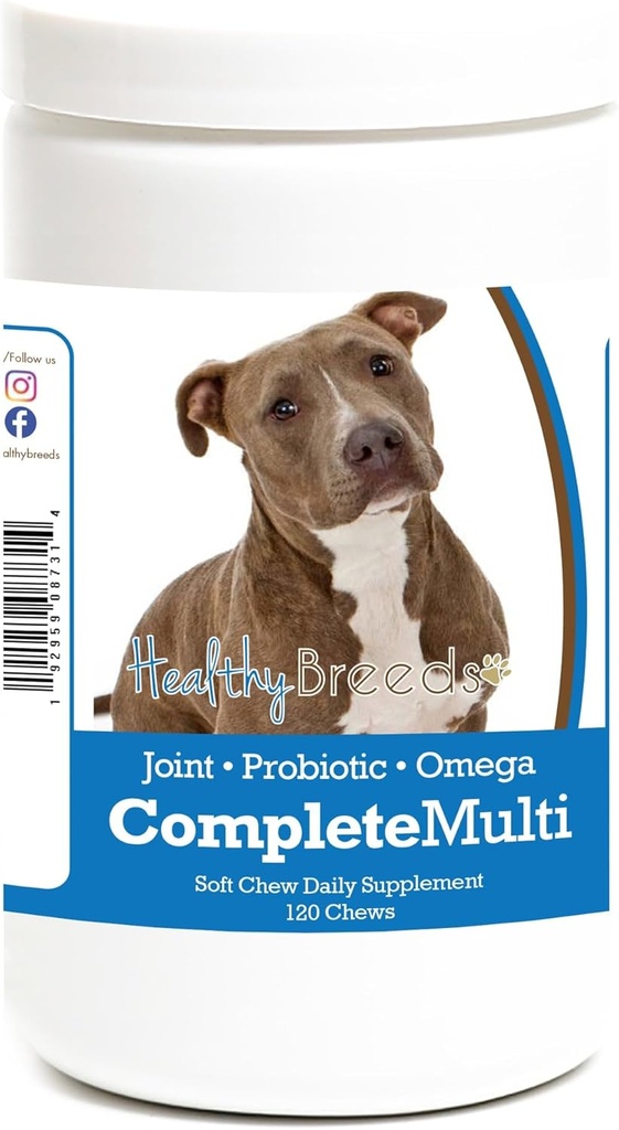Taureau de pit en bonne santé en une seule multivitamine Soft Chew 120 Comte