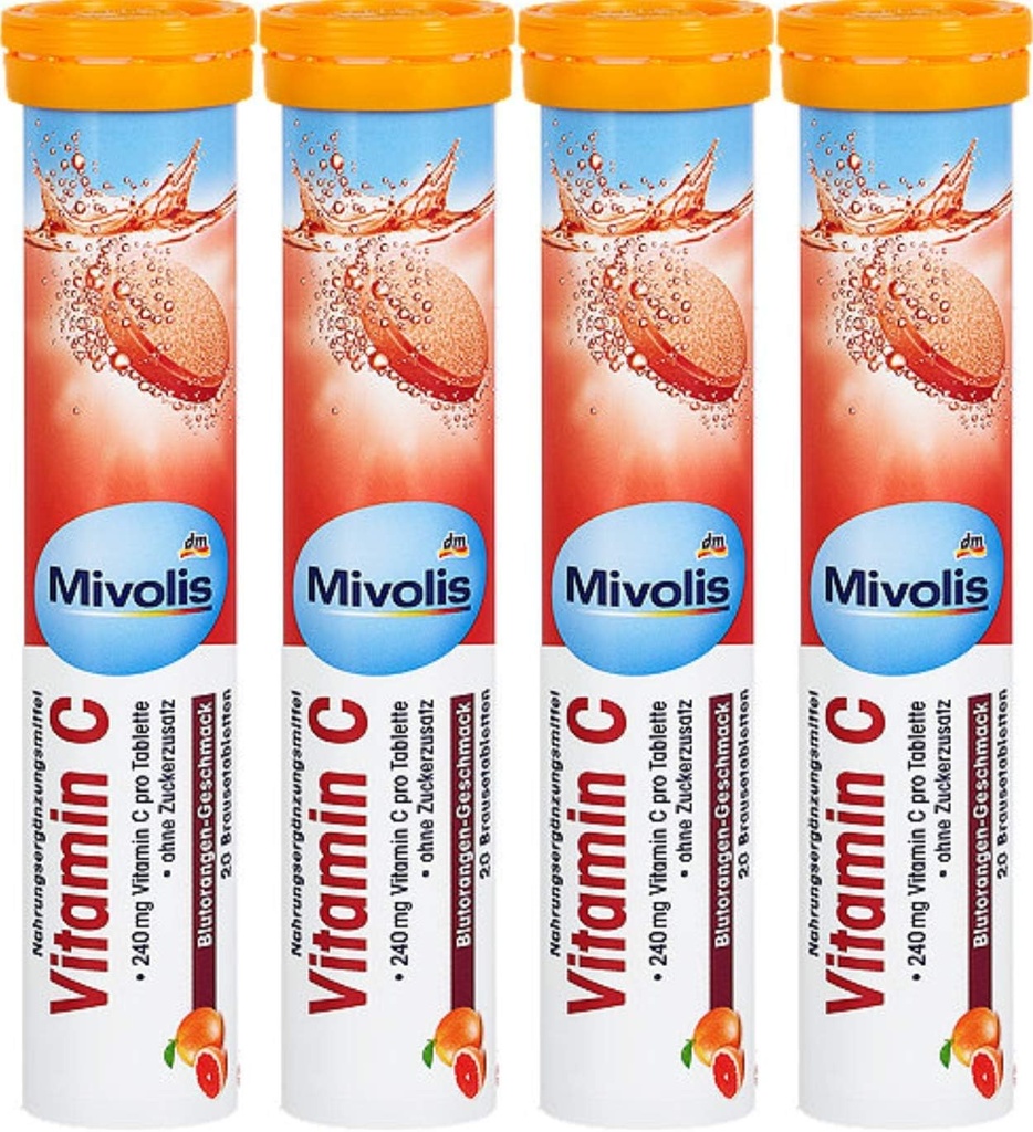 Comprimés effervescents de vitamine C Mivolis - compléments alimentaires 4 paquets x 20 pcs