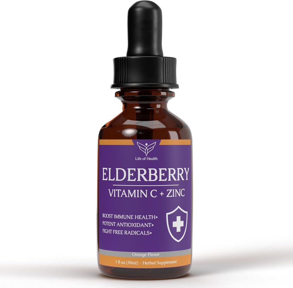 Elderberry Vitamin C und Zink | Immununterstützung Ergänzung | Elderberry | Vitamin C mit Zink | Zink und Vitamin C | Elderberry Ergänzungen | Vitamin C Zink | Elderberry Vitamine | 1 fl oz