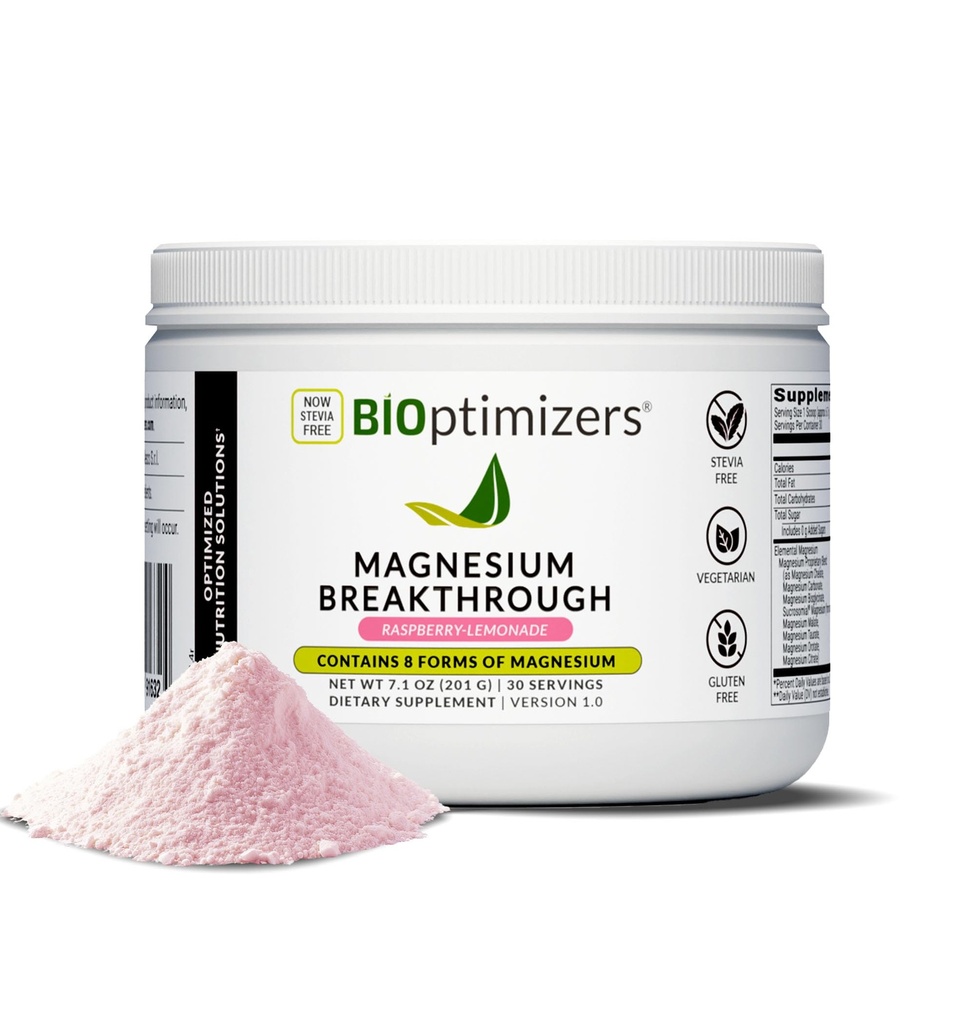 BIOptimizers Magnesium Breakthrough Drink - 8 Formen von Magnesium, Elektrolyten, Schlaf Gesundheit, Stress, Muskelrückgewinnung, Herzunterstützung | Glycinate, Citrate, Malate- Raspberry Lemon