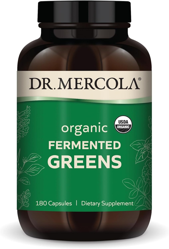 Dr. Mercola vert fermenté biologique, 30 portions (180 capsules), supplément alimentaire, soutient la santé immunitaire, non-OGM, certifié USDA biologique