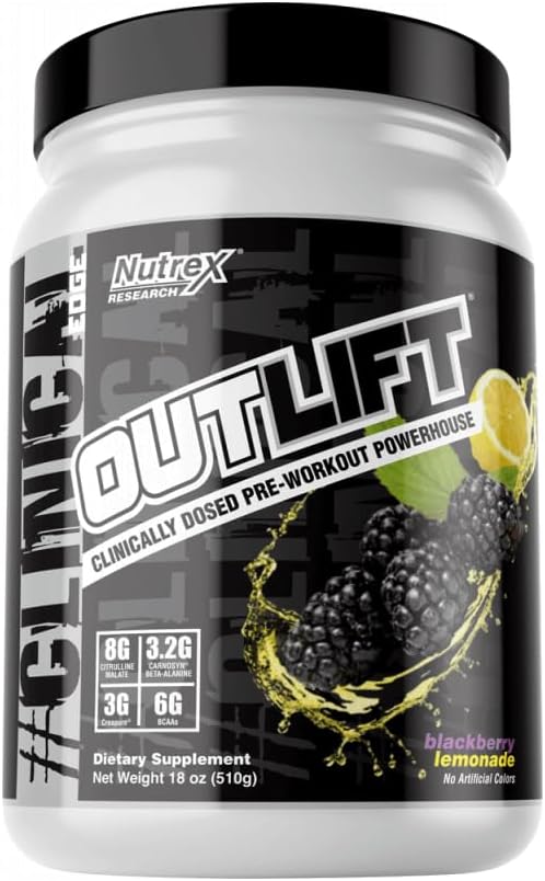 Nutrex Research Outlift Pre Workout Powder, Blackberry Lemonade 18oz, 20 Servieren