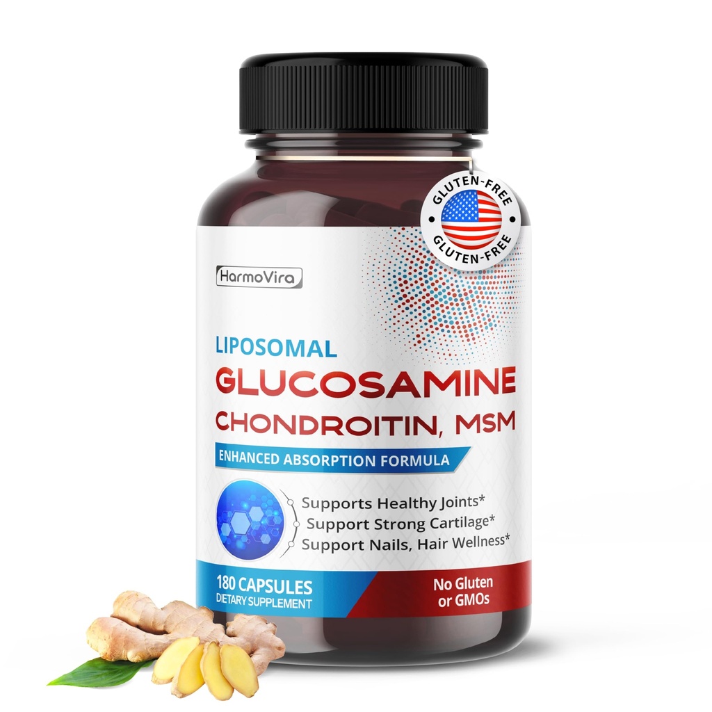 Liposomal GLUCOSAMINE CHONDROITIN, MSM - Unterstützt gesunde Gelenke, starke Knorpel, Nägel, Haar - 180 Tage Versorgung - Made in USA