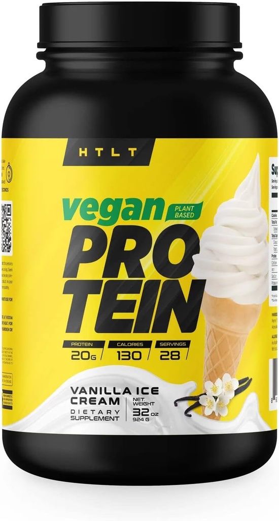 Veganprotein von HTLT | Pflanzenbasiertes Proteinpulver | Pea & Rice Protein Blend | für hochprotein Shakes und gebackene Bäume, (Vanilla Ice Cream)