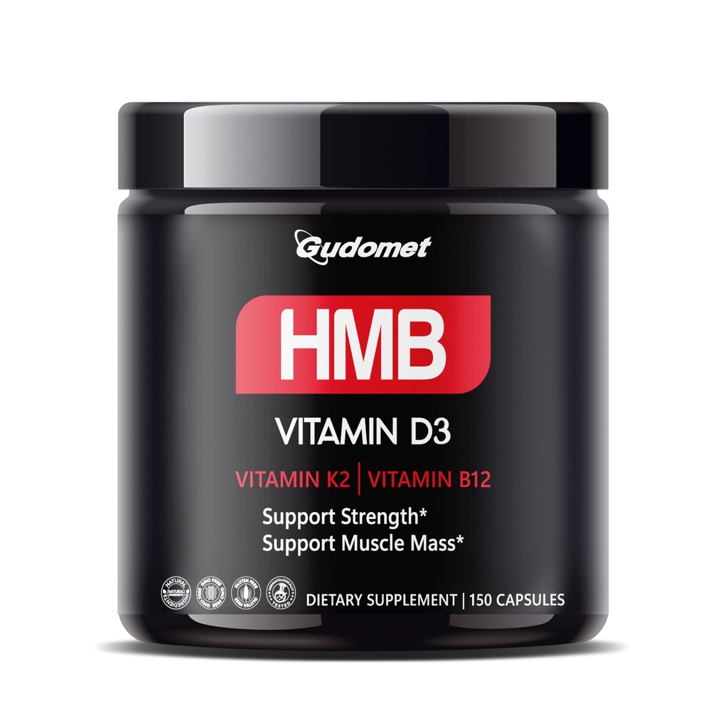 HMB mit D3, K2 & B12 – Muscle Health Support Supplement – 150 Kapseln – Made in USA