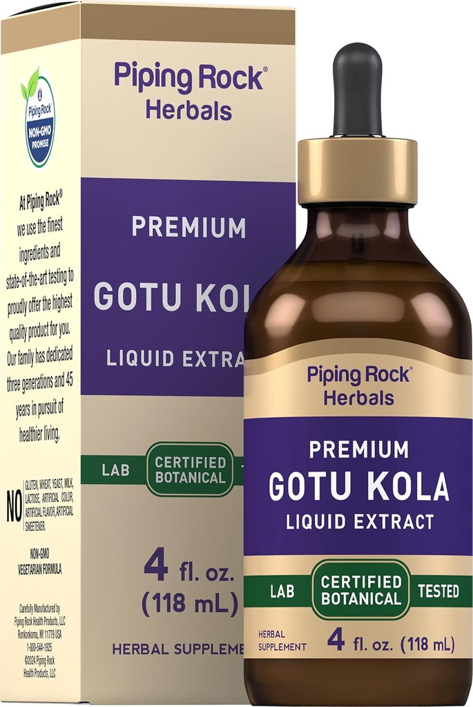 Piping Rock Gotu Kola Extrant de 4 Fl Oz. Supplément à base de plantes liquides Premium.
