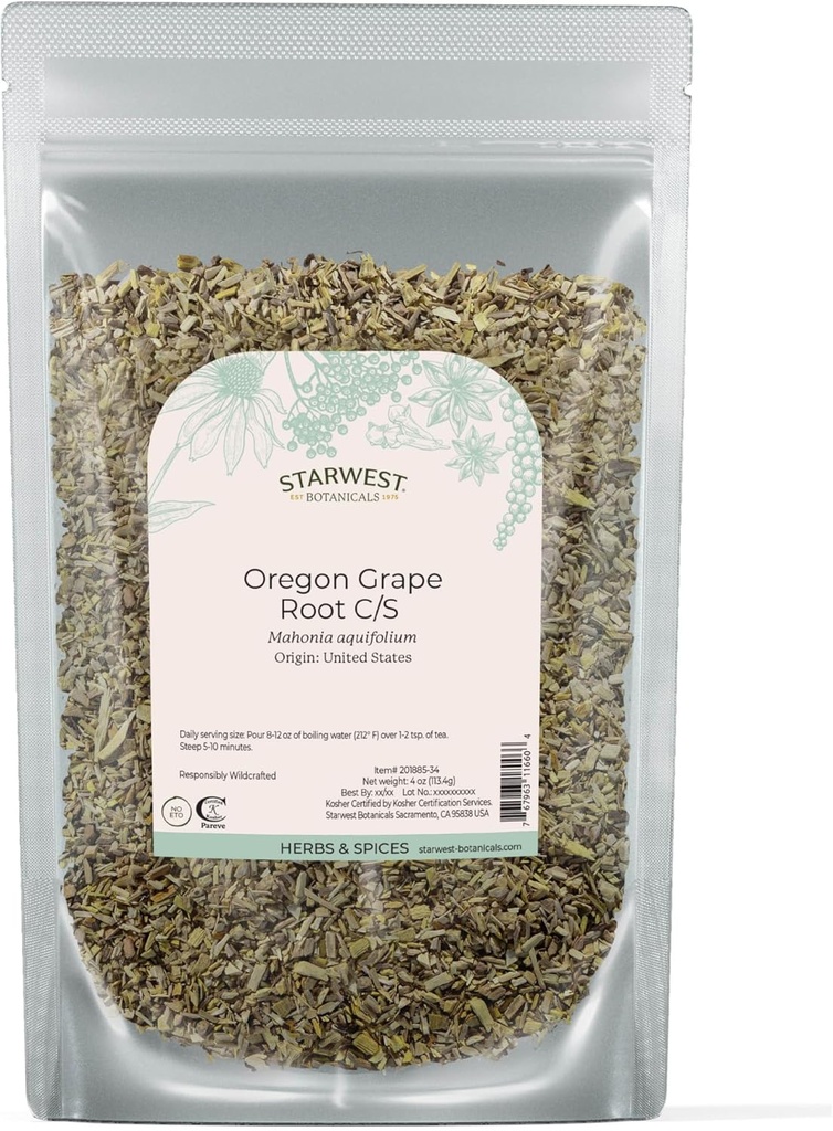 Starwest Botanicals Oregon Grain Wildcrafted - L'herbe sèche pour thé, teintures, capsules, et les salves, le bien-être naturel pour les femmes et les hommes, coupée et tamisée, casher certifié, non-OGM - 4 oz Pouch