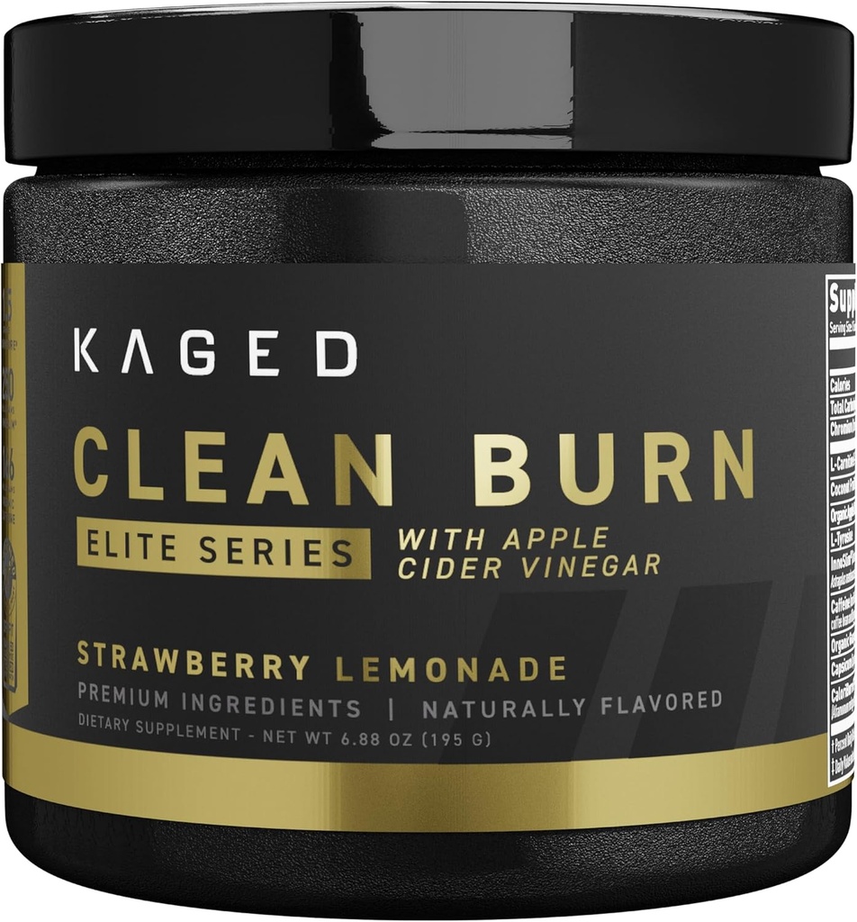 Kaged Thermogenic Pulver Clean Burn Elite | Strawberry Lemonade | Men & Women | Weight Management Supplement | Organic Caffeine & Apple Cider Essig | 30 Servivings