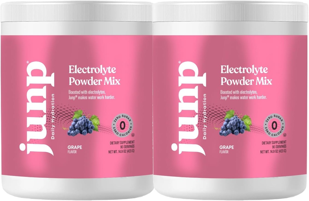 JUNP Elektrolyte Pulver Kein Zucker keine Kohlenhydrate – Vine Ripened Grape Infused Drink Mix - Kalium & Salz Elektrolyt Hydration Pulver Zero Calorie Zucker Freie Elektrolytpulver,180 Portionen
