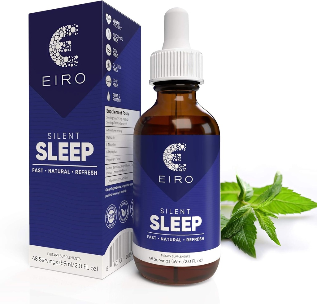 EIRO Silent Sleep │ -All Natural liquid Sleep Aid Remedy, with Melatonin, L-Theanine, Kamille Blume &amp; mehr ♥ Superior Absorption ♥ Fast • Natürlich • Refresh