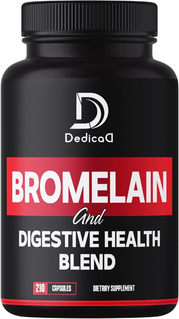 6in1 Bromelain 500mg Supplement - 1000mg pro Servierung - 210 Kapseln mit Verdauungs-Gesundheits-Mischung als Quercetin, Ginger, Turmeric, Papaya - Unterstützung Gesamtgesundheit, Verdauungs- und Immunsystem