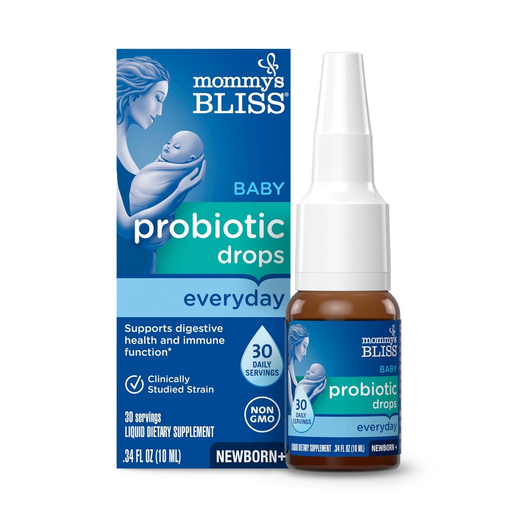 Mami's Bliss Baby Probiotic Drops, Daily Gas, Constipation und Colic Symptom Relief + Immununterstützung, Neugeborene & Up, 0.34 Fl Oz (30 Servierungen)