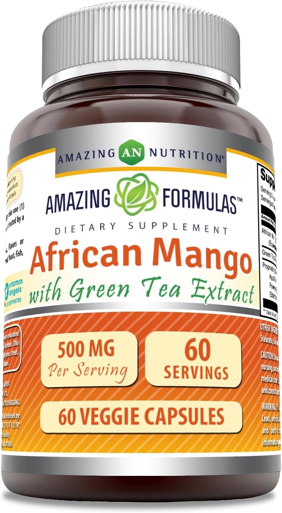 Erstaunliche Formeln African Mango mit Green Tea Extract Supplement | 500 Mg pro Servieren | 60 Veggie Kapseln | Non-GMO | Gluten-Free | Made in USA
