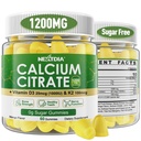 Calcium-Zitrat-Gummien 1200mg mit Vitamin D3 K2, Kaubare Kalzium-Ergänzungen für Damen und Herren, hohe Potenzunterstützung B0ne, Te*th, Stärke & Immune Gesundheit, Mango Flavor, Non-GMO, Zuckerfrei, 120 Cts