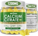 Calcium-Zitrat-Gummien 1200mg mit Vitamin D3 K2, Kaubare Kalzium-Ergänzungen für Damen und Herren, hohe Potenzunterstützung B0ne, Te*th, Stärke & Immune Gesundheit, Mango Flavor, Non-GMO, Zuckerfrei, 120 Cts
