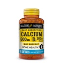 MASON NATURAL Absorption rapide Calcium avec vitamine D3 - renforce la fonction musculaire, soutient les os sains et la santé globale, 60 softgels