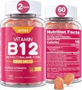 NEVISS Vitamin B12 10000 mcg (Methyl B12) Gummie mit Vitamin D3, B9 Vitamin Folat, Vitamin C, für Energie-Boost & Stoffwechsel, Nervensystem, starke Knochen, Immununterstützung, Niedriger Zucker, 120 Zähler