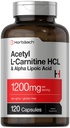 Horbäach Acetyl L Carnitin HCL & Alpha Lipoic Acid 1200mg | 120 Kapseln | ALC ALA Complex | Non-GMO & Gluten kostenlose Ergänzung