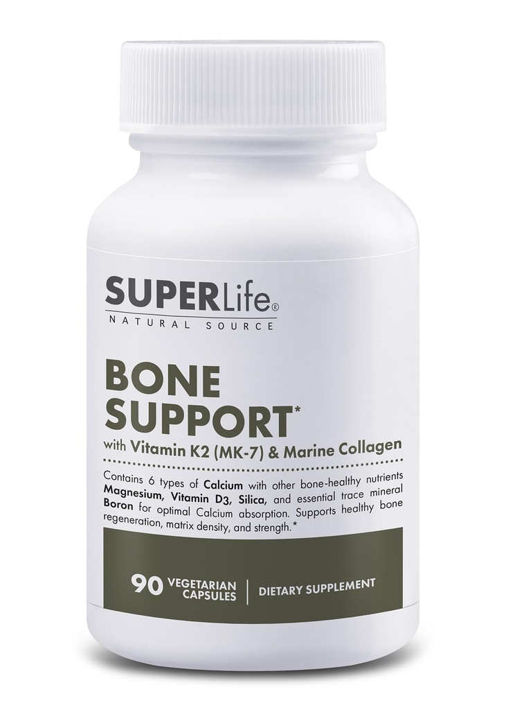 Knochenunterstützung mit Calcium, Vitamin D3 & K2 (MK-7), Magnesium, Marine Collagen & Sea Trace Minerals | Unterstützt Knochendichte & Stärke, verbessert die Mineralabsorption - 90 Kapseln