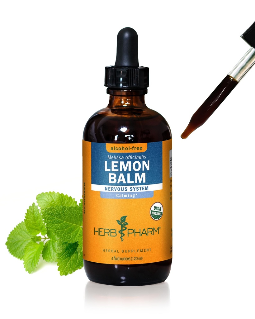 Kräuter Pharm Certified Organic Lemon Balm Liquid Extract für die Berechnung Nervous System Support, Alkoholfreie Glycerite, 4 Unze