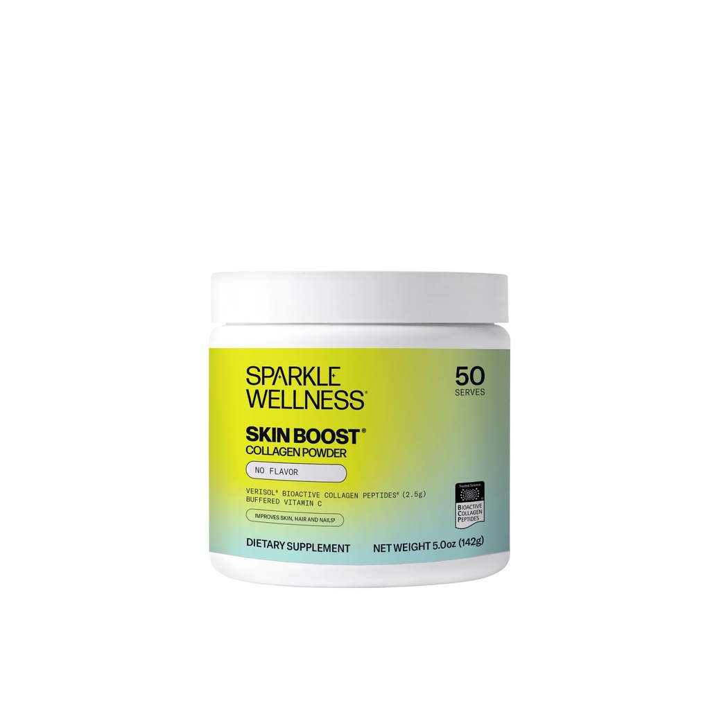 Sparkle Wellness VERISOL Bioactive Hydrolyzed Collagen Peptides , Supplément de poudre de collagène avec vitamine C pour la peau, les cheveux et la santé des ongles , Boost cutané (pas d'arôme) [50-Serves]