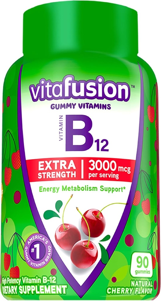Vitafusion Gummy Vitamines 90ct Vitamine B12 Gummy Vitamines Énergie Métabolisme Soutien du système nerveux 90ct