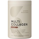 Recherche sportive Poudre de protéines multicollagènes (type I, II, III, V, X) avec acide hyaluronique + vitamine C. 5 types de collagène alimentaire, 30 portions (chocolat)