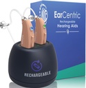 EarCentric EasyCharge Rechargeable Hearing Aids (Pair) für Senioren, Hinter-The-Ear BTE Ear Aid PSAP digital Personal Sound Amplifikation Produkte Geräte mit Noise Cancellation (Beige)