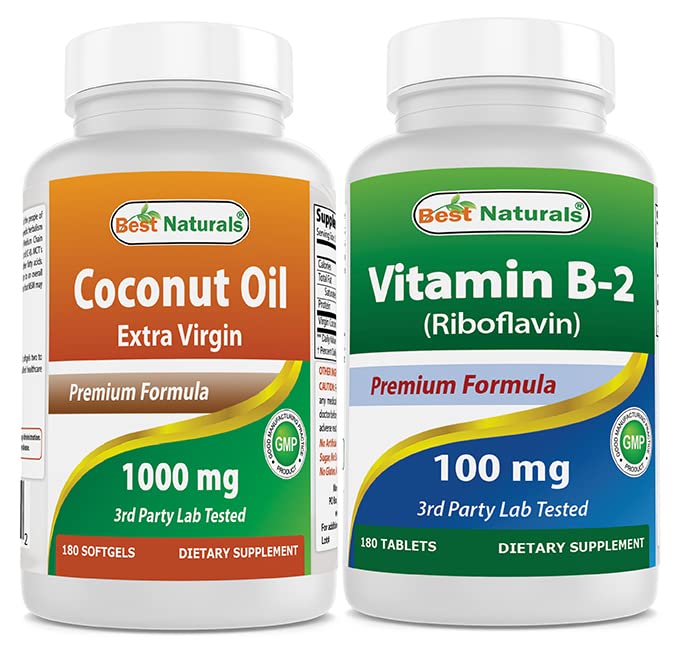 Best Naturals Kokosöl 1000 mg & Vitamin B2 (Riboflavin) 100 mg