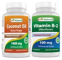 Meilleurs naturels Huile de coco 1000 mg et vitamine B2 (Riboflavine) 100 mg
