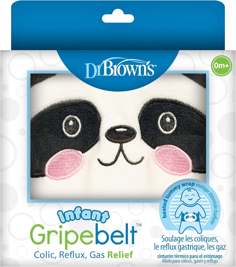 Dr Brown's Infant Gripebelt Heated Belly Band, Soothe Baby's Tummy avec la chaleur douce et la compression, Panda, 0m+