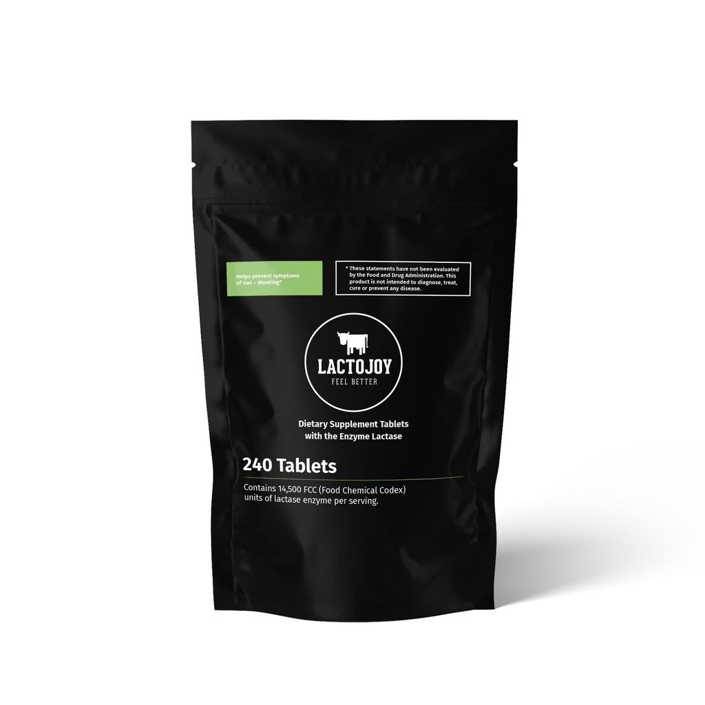 LactoJoy Pilules de lactase 14.500 FCC I 240 pièces Pack de renouvellement I Enzymes puissants de lactase pour l'intolérance au lactose I Lactase ultra pure pour une digestion améliorée I 100% végétalien
