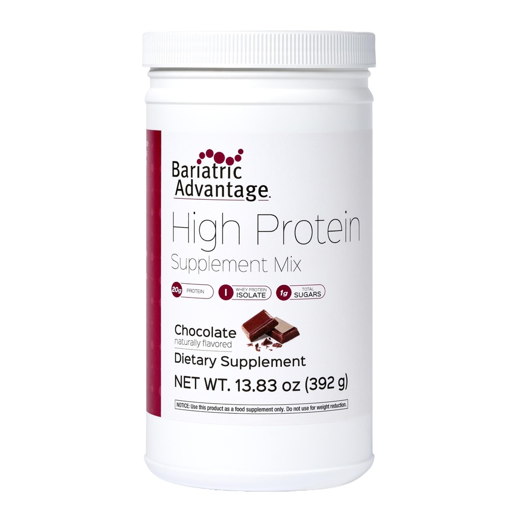 Bariatric Advantage High Protein Supplement Mix, 20 Gramm Whey Protein Isolate Low Sugar mit 100 Kalorien pro Portion - Schokolade, 14 Portionen