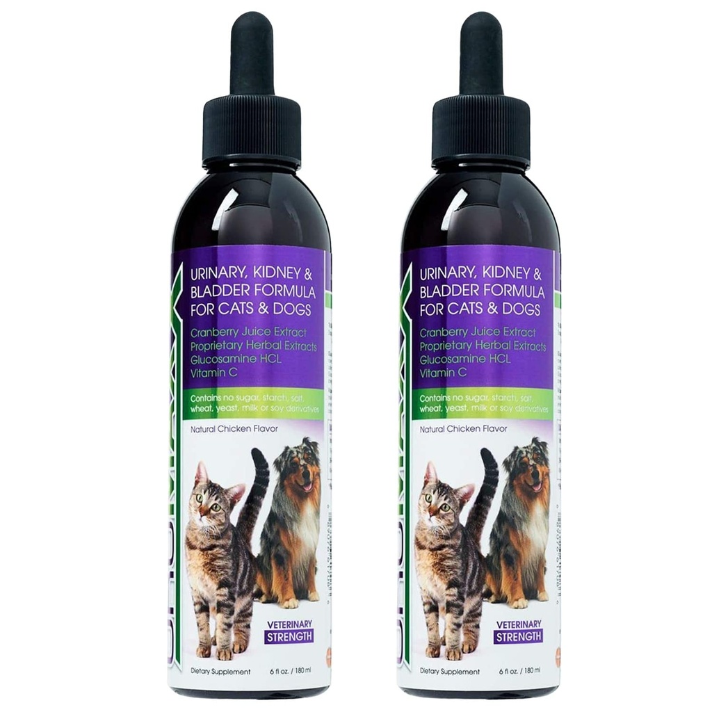 Cat & Dog Urinary Tract Treatment, Bladder & Kidney-Unterstützung für Hunde und Katzen, leistungsfähige aber sanfte Tierpflege, mit Liquid Cranberry & Glucosamine, Chicken Flavor, 6 oz Bottle, 2 Pack