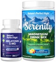 La nuit parfaite de la nature Melatonine 5mg Dissoudre rapidement Berry mixte 200 Compte avec Serenity Magnésium Poudre 15 oz Lemon Framboise
