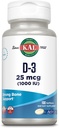 KAL Vitamin D3 1000 IU Softgels (25 mcg), Aktive Form von Vitamin D, Kalziumabsorption, Knochengesundheit, Immununterstützungsergänzung, Liquid Filled ActivGel, Made without Soy, 100 Servietten, 100 Softgels