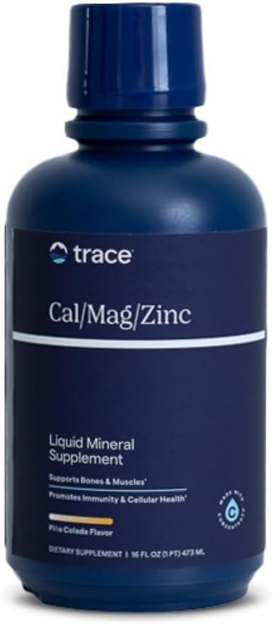 Trace Minerals | Liquid Cal/Mag/Zinc | Calcium, Magnesium, Zinc, Vitamin D3 Supplement | Supports Normal Tissue, Muscle, and Bone Density | Natural Piña Colada Flavor | 16 Servings, 16 fl oz.