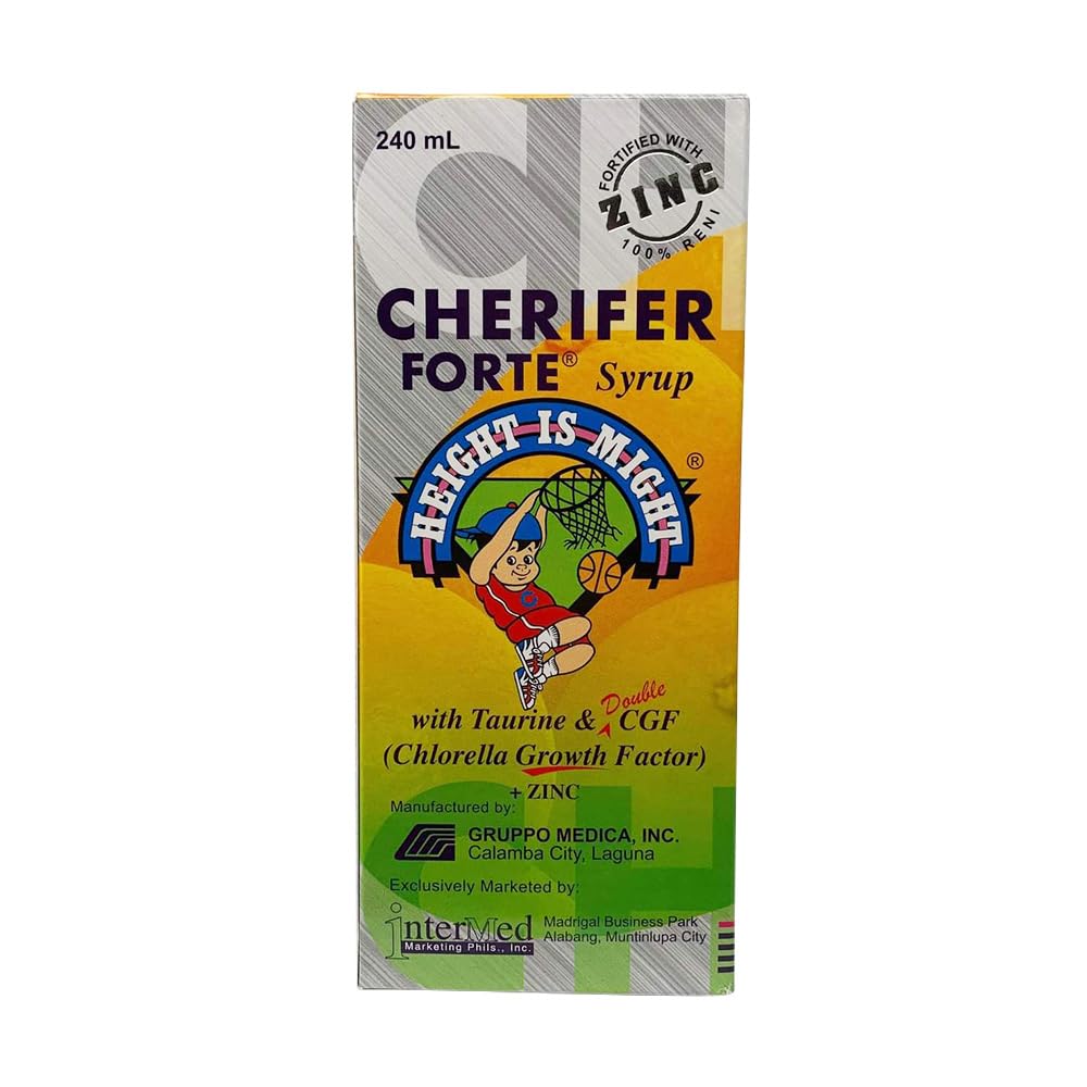 Syrup Forte de Cherifer Forté de zinc avec facteur de croissance Taurine et Double Chlorella + Saveur Orange Zinc 240 ml