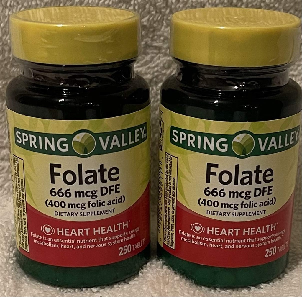 Acide folique 400 Mg, 250 comprimés (2 paquets)