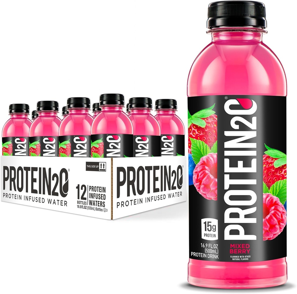 Protein2o 15g Whey Protein Isolate Infused Water Plus Elektrolyte, Sugar Free Sports Drink, Ready To Drink, Glutenfrei, Lactosefrei, Mixed Berry, 16.9 fl oz Bottle (12 Count)