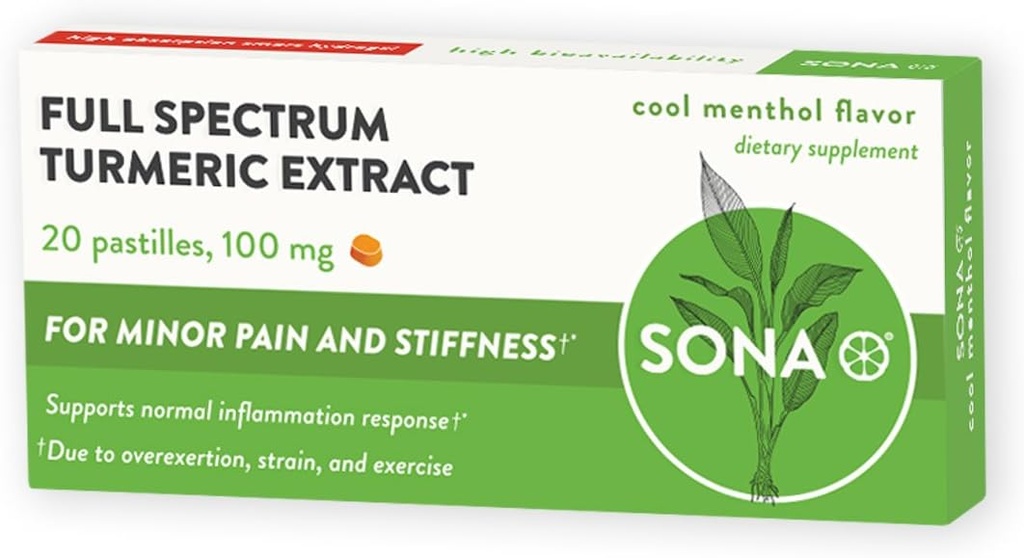 SONA Pastilles Turmères, Dissolves en bouche, 600% Augmentation de l'absorption de curcumine par rapport aux gélules