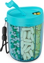 PULIV Grand organisateur de bouteille de pilule, organisateur de supplément pour la détention de 6 vitamines diverses, boîte à pilule Case avec conception anti-mixante et large ouverture, facile à récupérer Meds et 20 Pcs Stick-on étiquettes, bleu