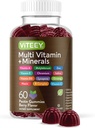 Gommies multivitamines Vitamines pour adultes et adolescents - Gommies de soutien immunitaire - 12 Vitamines et minéraux quotidiens avec vitamine C, D3, E, A, Zinc et plus - Végétarien, sans gluten - Gummy aromatisé aux baies à croquer