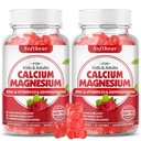 softbear Calcium Magnesium Zink Gummi für Erwachsene & Kinder, Suagr-Free Calcium Magnesium Zink D3 Ergänzung für Knochenstärke & Immun Gesundheit, Himbeer Geschmack 120 Zähler