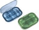 2 Pack 6 Kompartment Pill Organizer, Moisture Proof Case für Reisen, Tägliche tragbare Medizin Vitamin-Container, Fischöl und Nahrungsergänzung (blau & Grün)