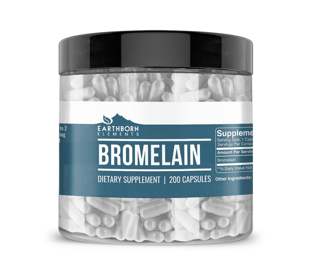 Éléments terriens Bromelain 200 Capsules, pures et non diluées, sans additifs